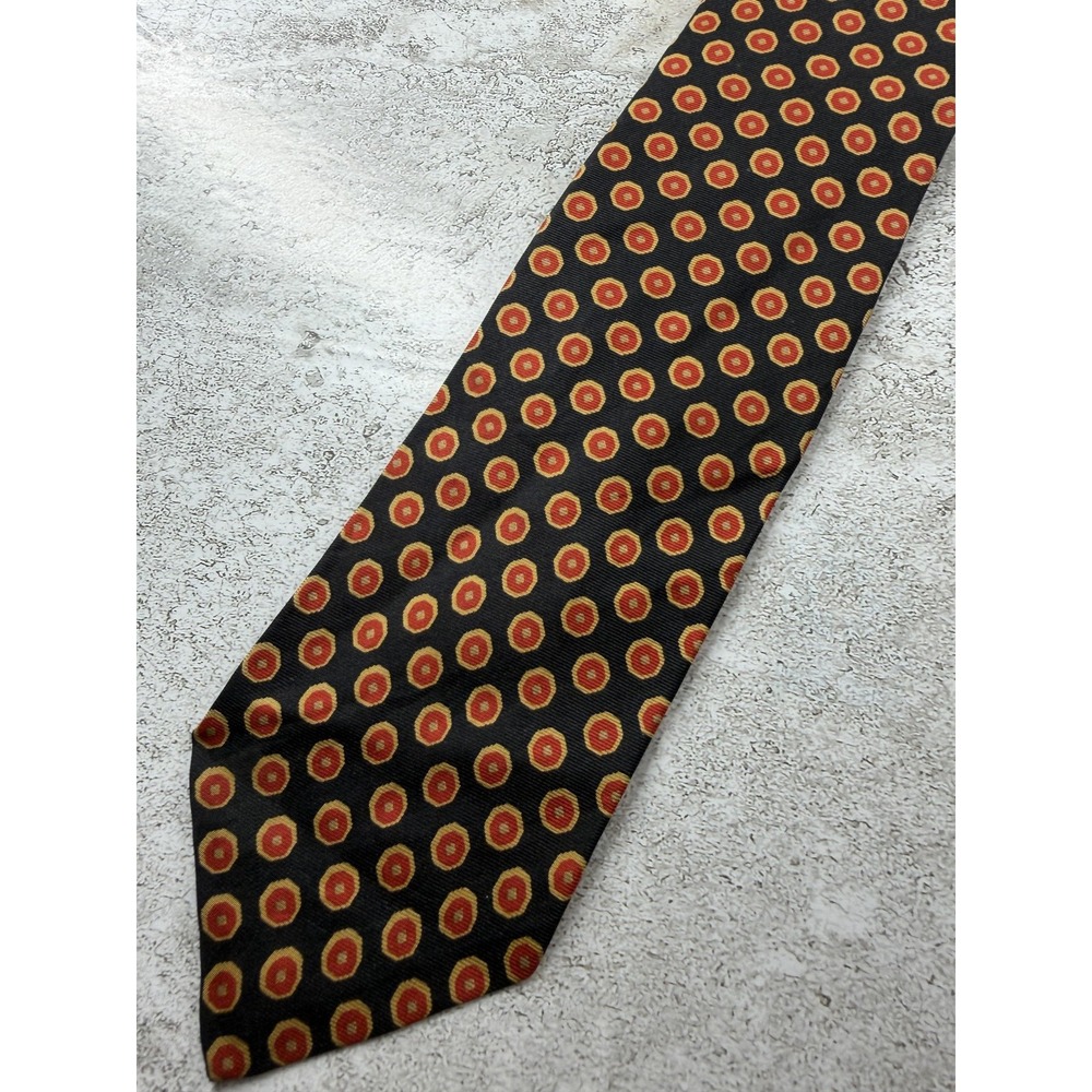 Liberty Of London 100% Silk Tie Mens One Size Black Geometric Pointed Jacquard